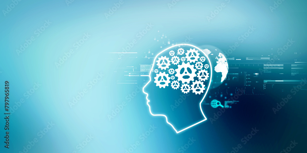 2d illustration digital Artificial mind concept 2d illustration digital Artificial mind concept
