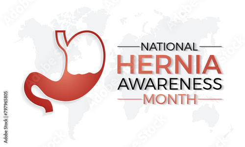 National Hernia awareness month health awareness vector illustration. Disease prevention vector template for banner, card, background.
