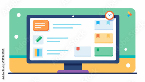 An interactive whiteboard for students who respond well to visual aids and technology.. Vector illustration