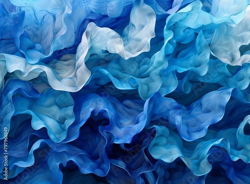 Blue and white abstract fabric