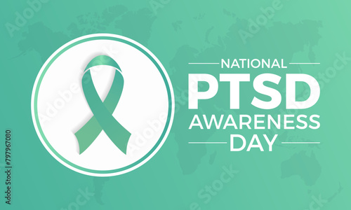 National PTSD Awareness Day health awareness vector illustration. Disease prevention vector template for banner, card, background.