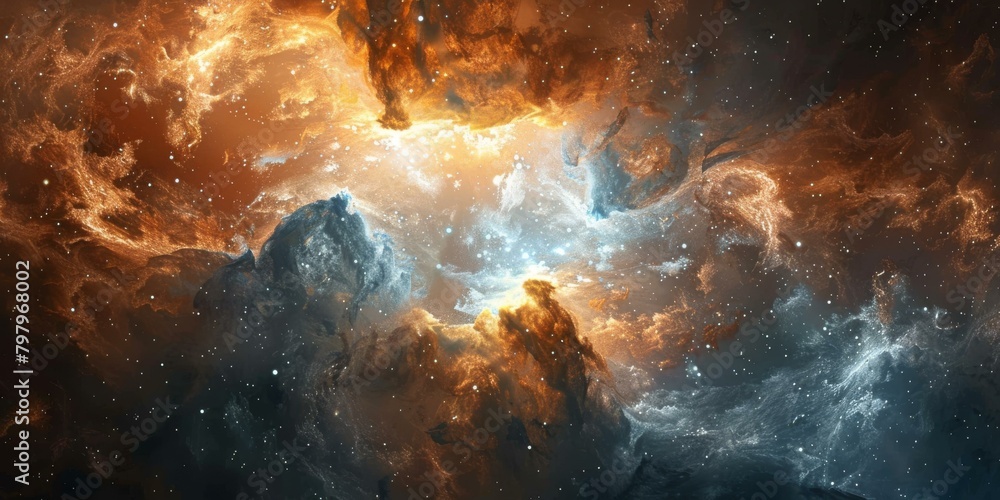 b'Amazing Space Nebula with Stars and Light'