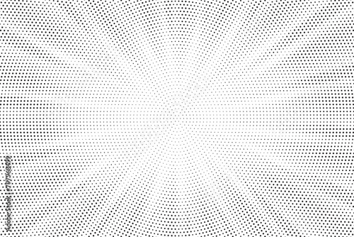 Halftone gradient sun rays pattern. Abstract halftone vector dots background. monochrome dots pattern. Vector background in comic book style with sunburst rays and halftone. Retro pop art design.	 photo