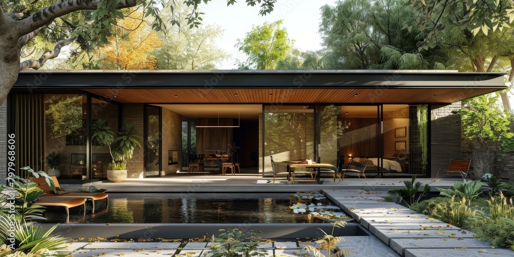 Modern House Exterior Design with Pool and Garden Modern House Exterior Design with Pool and Garden