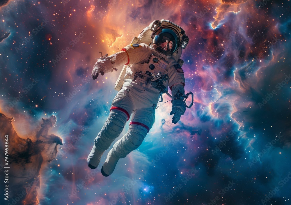 b'Astronaut in a spacesuit floating in the vastness of space' b'Astronaut in a spacesuit floating in the vastness of space'