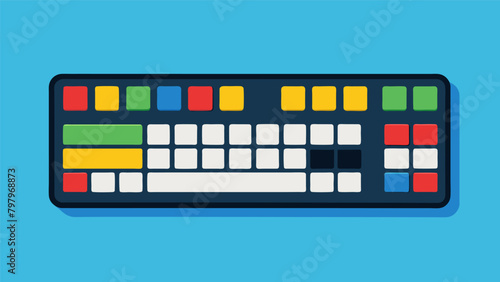 A specialized keyboard with enlarged and colorcoded keys to aid individuals with fine motor and visual processing difficulties in written. Vector illustration