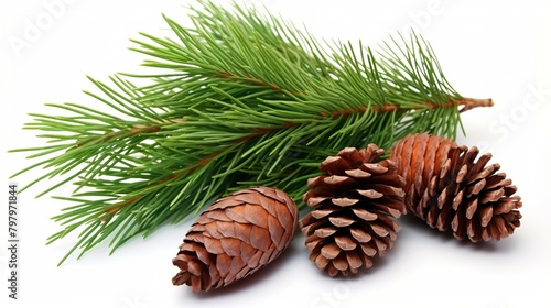 b Pine cones and pine leaves 