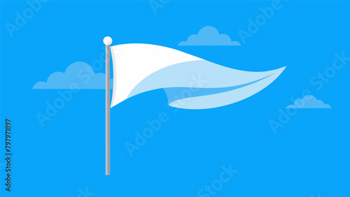The flag flaps vigorously against a bright blue sky symbolizing the nations constant pursuit of progress and growth.. Vector illustration