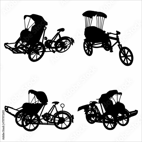 A collection of silhouettes of a pedicab photo