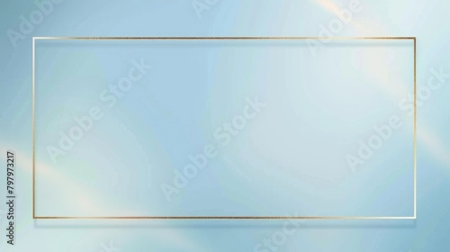 Simple Light Blue Blank Background With Golden Frame