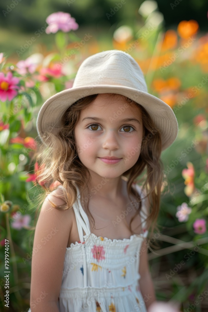b'Little Girl in Field of Flowers'