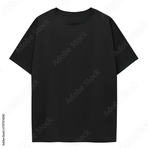 PNG Oversized Black Blank T-shirt Mockup Isolated On Transparent Background photo