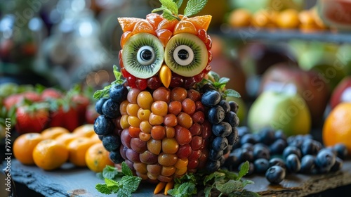 b'Adorable owl made of fruits and vegetables' © Adobe Contributor
