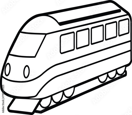 Train coloring pages. Vehicles line art.