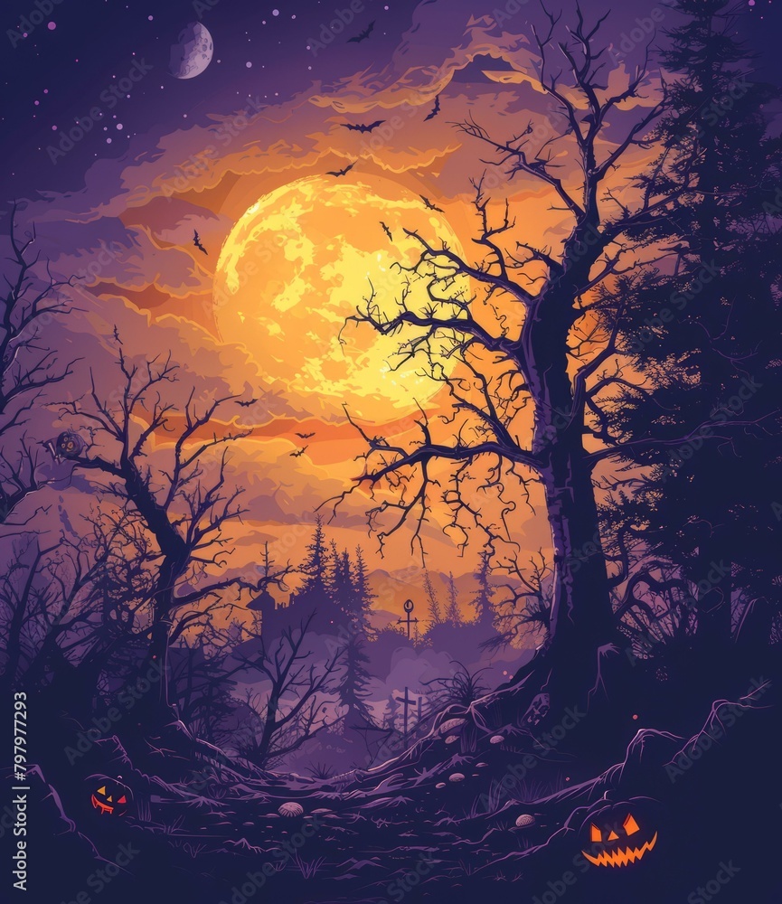 b'Halloween night spooky forest' b'Halloween night spooky forest'