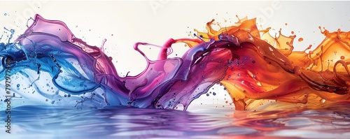 Vibrant abstract liquid splash in purple and orange - a dynamic display of colors and energy