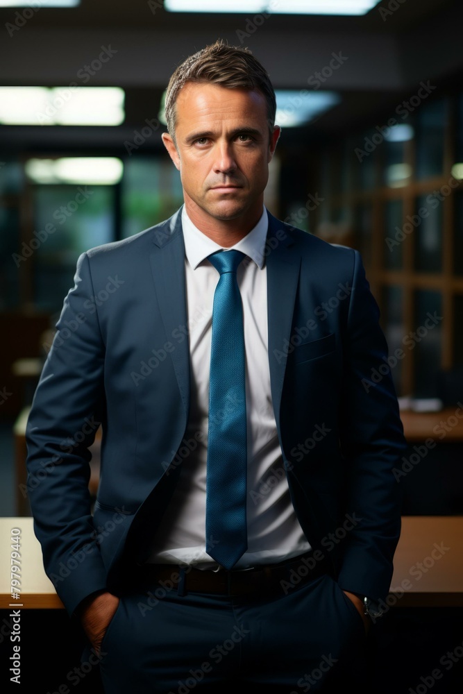 b'A man in a suit standing with his hands in his pockets' b'A man in a suit standing with his hands in his pockets'