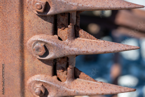 old rusted metal pins lock