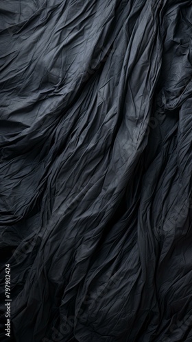 b'Black crumpled fabric'