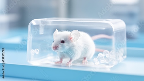 Laboratory mouse genetically modified for neurodegenerative disease research, enabling insights into disease mechanisms and evaluation of potential therapies.
 photo