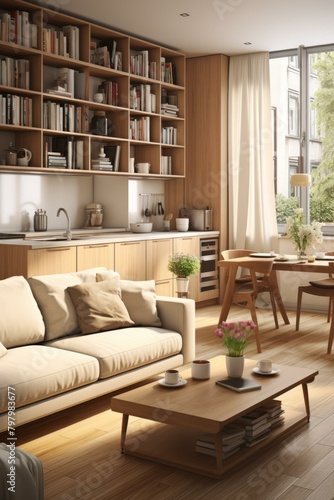 b'Warm and inviting living room with natural light'