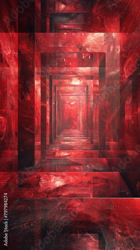 Red and black futuristic sci-fi corridor