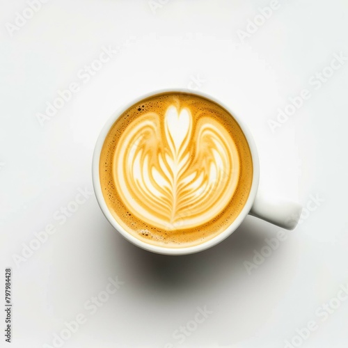 b'Cappuccino with beautiful latte art' photo