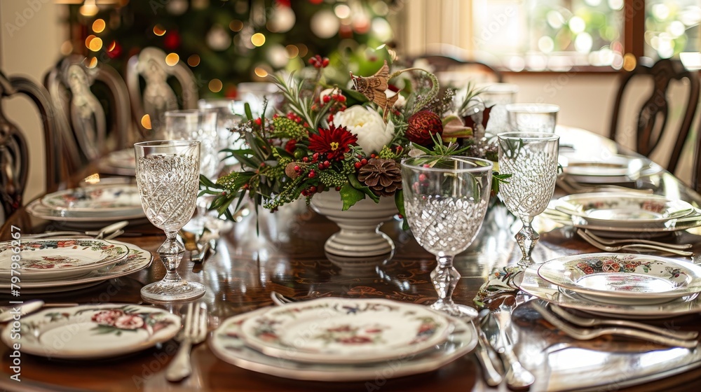 Seasonal Decor Festive Table: Photos of a beautifully set table with seasonal decor
