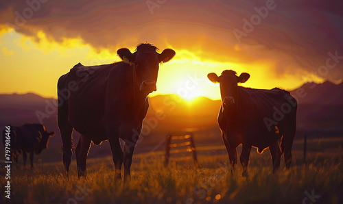 Cows in sunset 8k