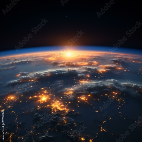 b'Earth from space showing city lights at night'