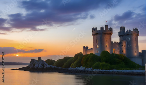 Blackrock Castle and observarory in Cork at sunset, Ireland photo