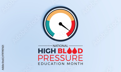 National High Blood Pressure Education Month health awareness vector illustration. Disease prevention vector template for banner, card, background.