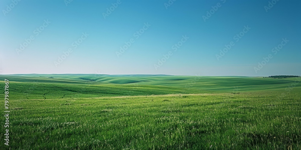 b'A verdant rolling green hill landscape with blue sky' b'A verdant rolling green hill landscape with blue sky'