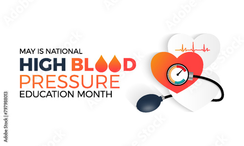 National High Blood Pressure Education Month health awareness vector illustration. Disease prevention vector template for banner, card, background.