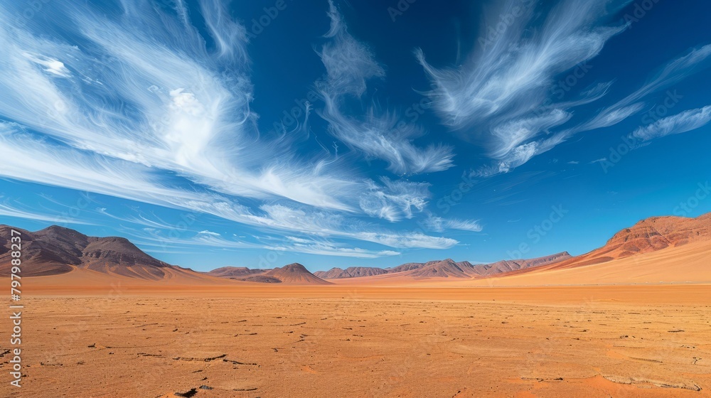 b'Amazing Cirrus Clouds Over Desert'