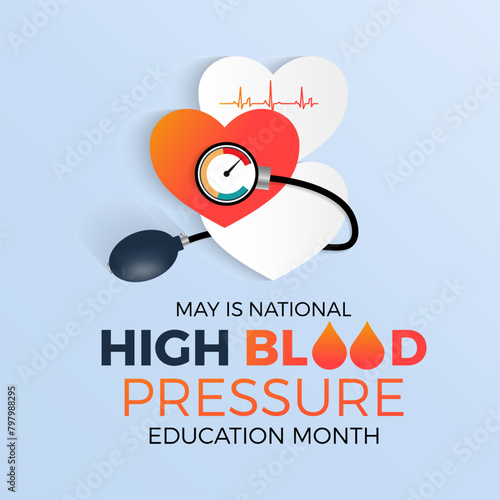 National High Blood Pressure Education Month health awareness vector illustration. Disease prevention vector template for banner, card, background.