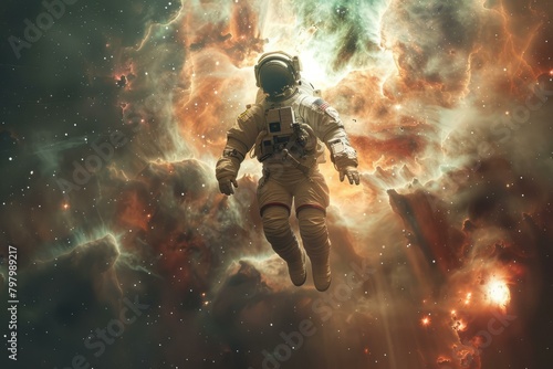 b'Astronaut in Nebula'