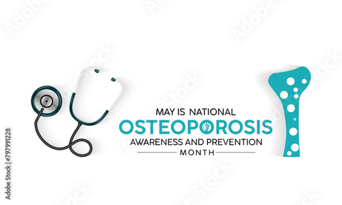 National Osteoporosis Month health awareness vector illustration. Disease prevention vector template for banner, card, background.