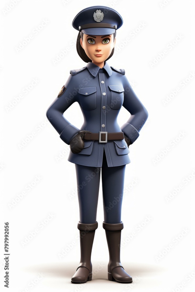 b'Illustration of a policewoman in uniform' b'Illustration of a policewoman in uniform'