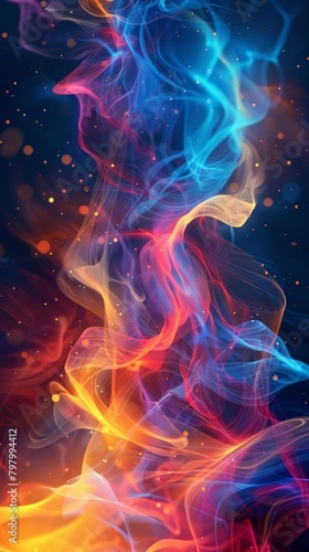 b'Colorful abstract fire and smoke background'