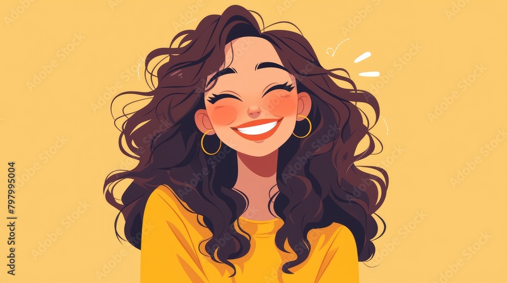 2d cartoon illustration of a cheerful young woman with a bright smile embodying happiness and positivity 2d cartoon illustration of a cheerful young woman with a bright smile embodying happiness and positivity
