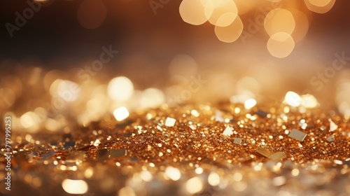 b'Golden glitter background with shiny lights'