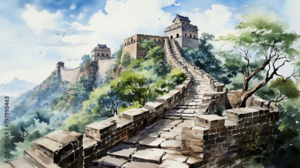 b'The Great Wall of China, Badaling Section'