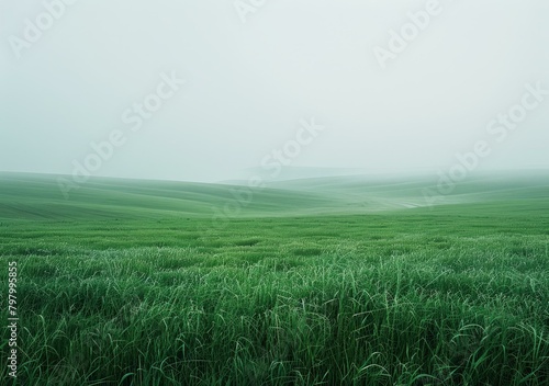 b Foggy green field 