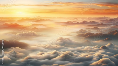 b'Amazing view of a mountain range with clouds and mist'