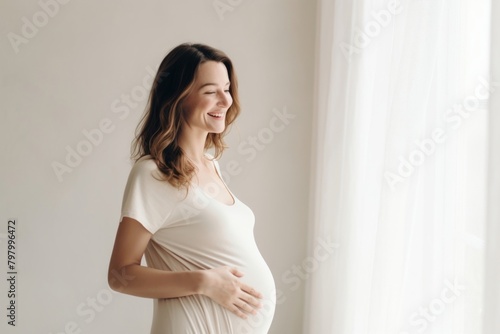 Pregnant woman pregnant laughing smile. photo