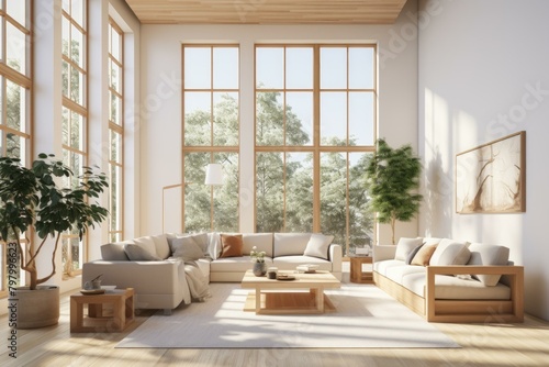 b'Bright and Airy Living Room With Natural Elements' © Adobe Contributor