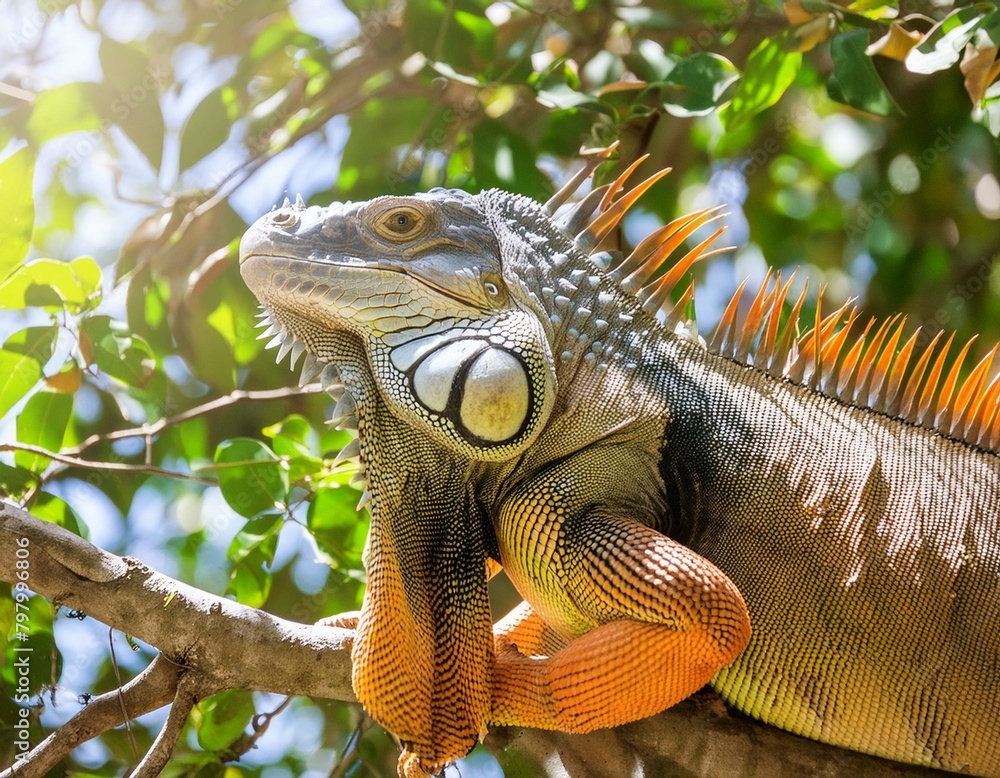 Obraz premium iguana on a branch
