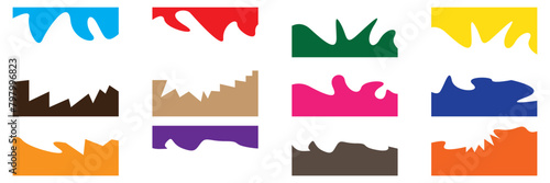 Set of abstract Border shape for website design. Collection of dividers shape templates. Divider shapes top and bottom for web page. Vector Illustration