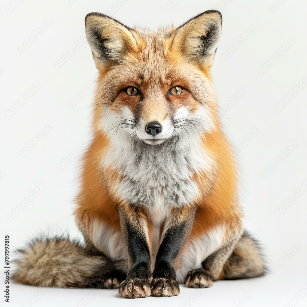 b'A red fox sits on a white background' b'A red fox sits on a white background'